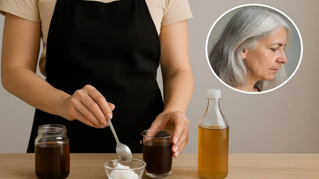 Óleo natural para cobrir cabelo branco