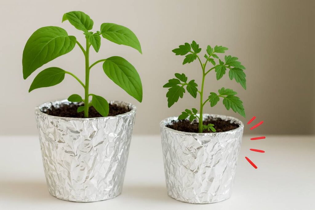 colocar papel alumínio em vasos de plantas?
