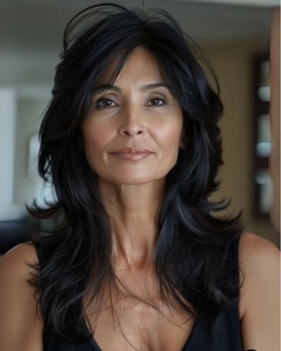 Cabelo Shaggy com franja cortina