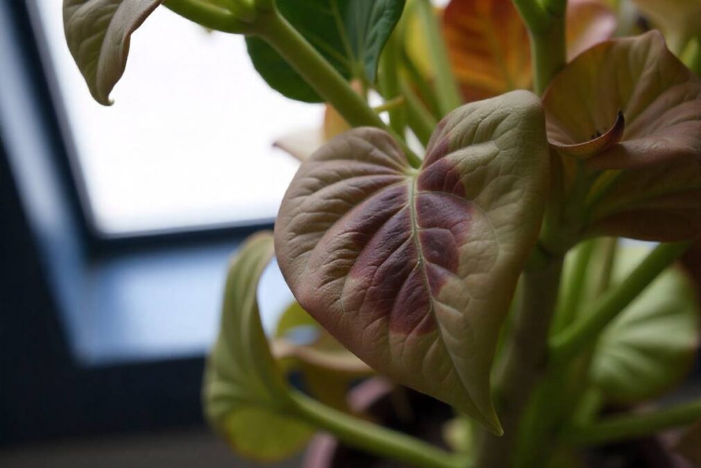 Folha queimada seca em casa