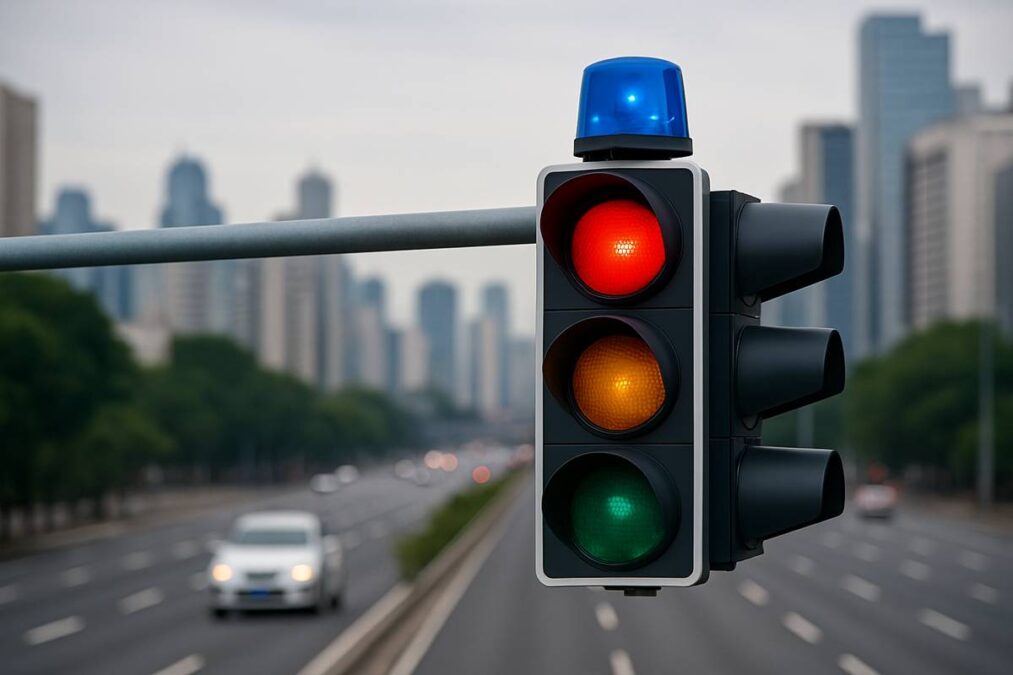 O que é está luz azul em cima dos semáforos que começa a aparecer nas ruas
