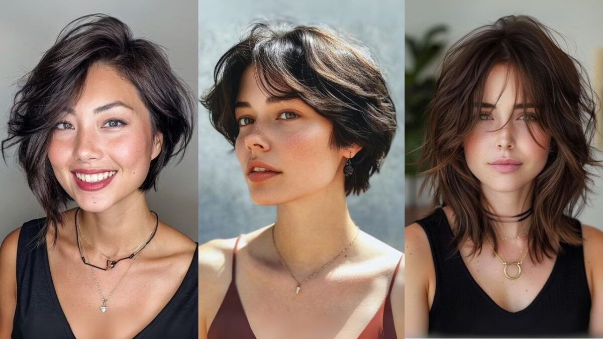 cabelo para rosto redondo e pescoço curto