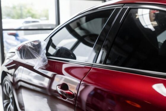 carro com saco no espelho retrovisor