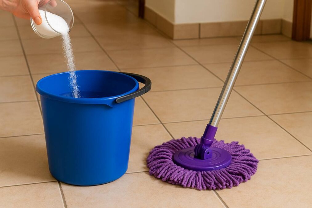 O que acontece quando você coloca uma xícara de sal na água para limpar o piso