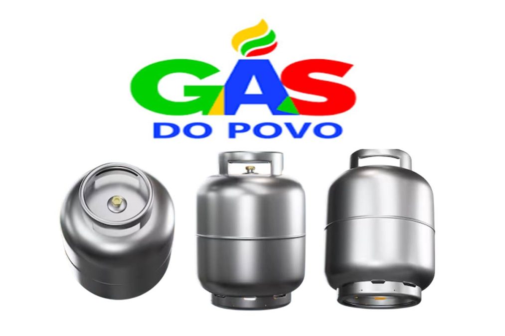 O ChatGPT disse: Botijões de gás e logo do programa Gás do Povo