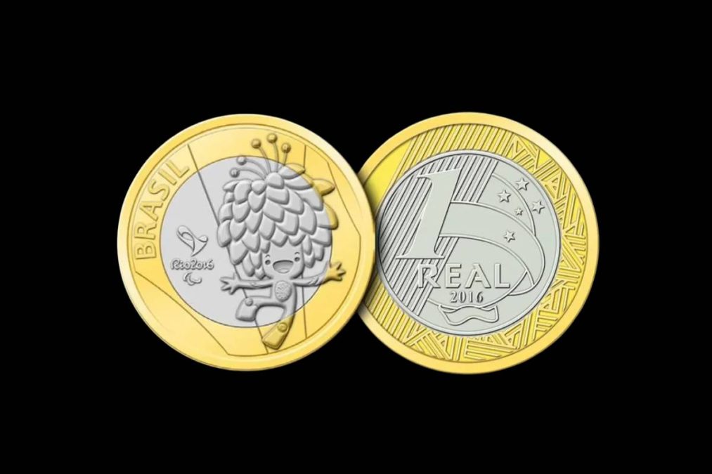 Moeda de 1 real das Olimpíadas com o mascote Tom