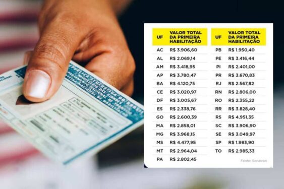 Valor da CNH por Estado