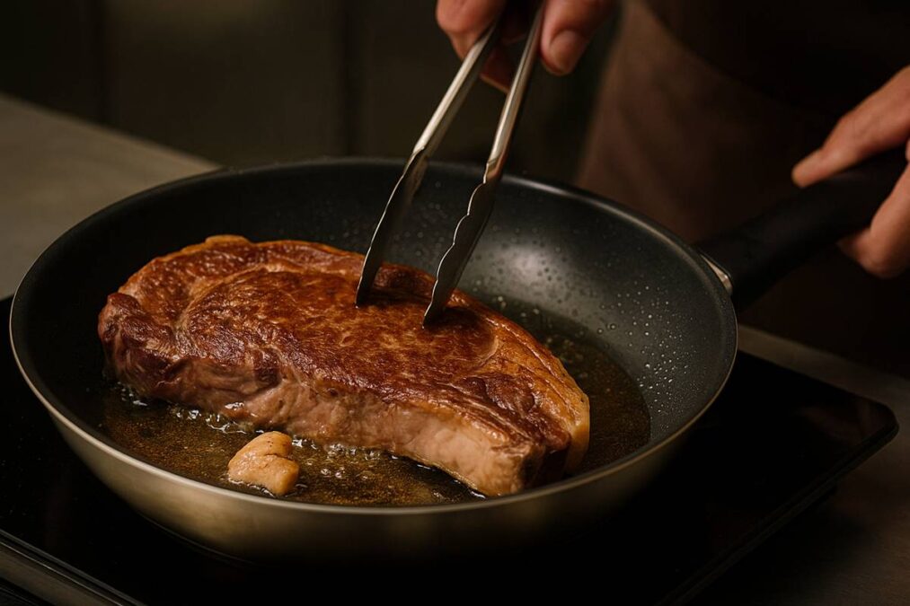 Açougueiros fritando carne e afirma sobre o erro que todos cometemos