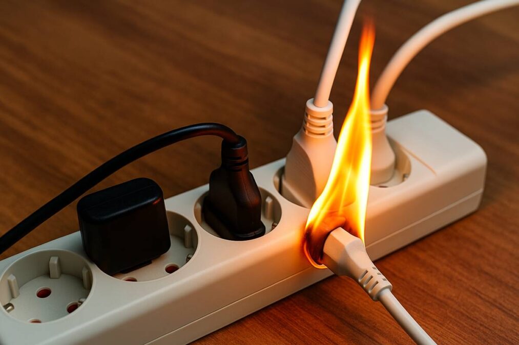 filtro de linha pegando fogo incêndio