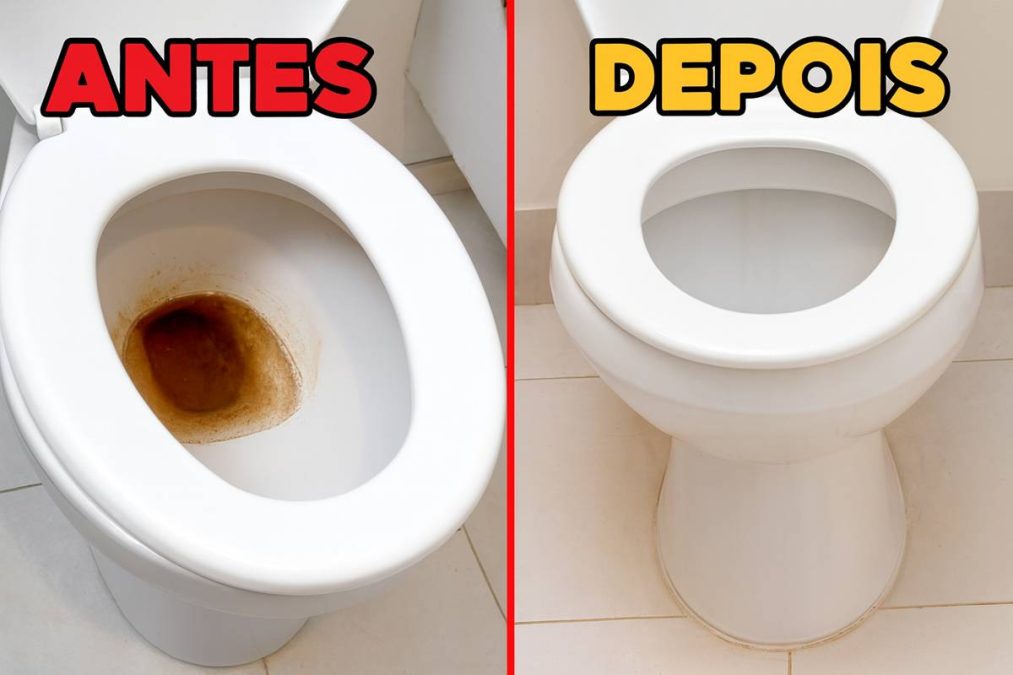 limpeza do vaso sanitário encardido antes e depois