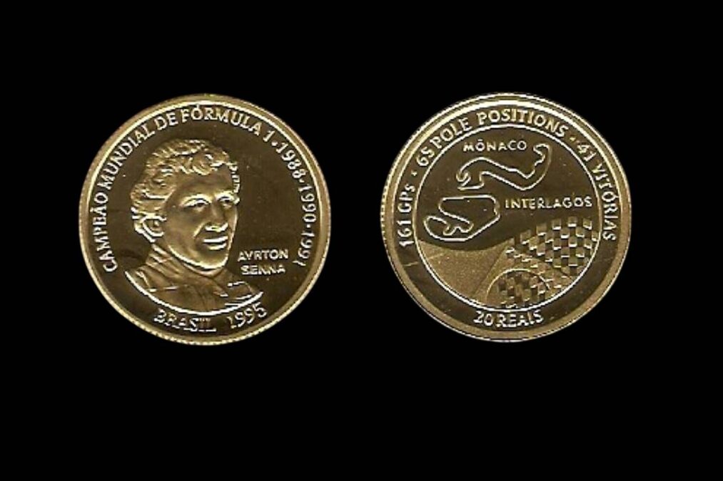 Moeda comemorativa de 1 real Ayrton Senna Brasil 1995 com erro
