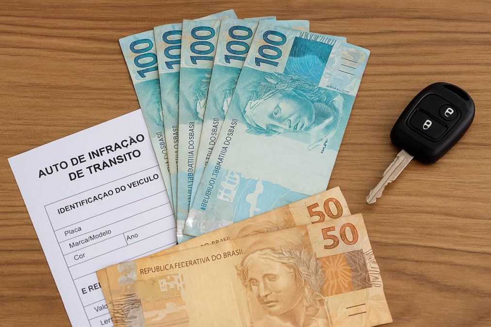 Motorista recebe multa de trânsito