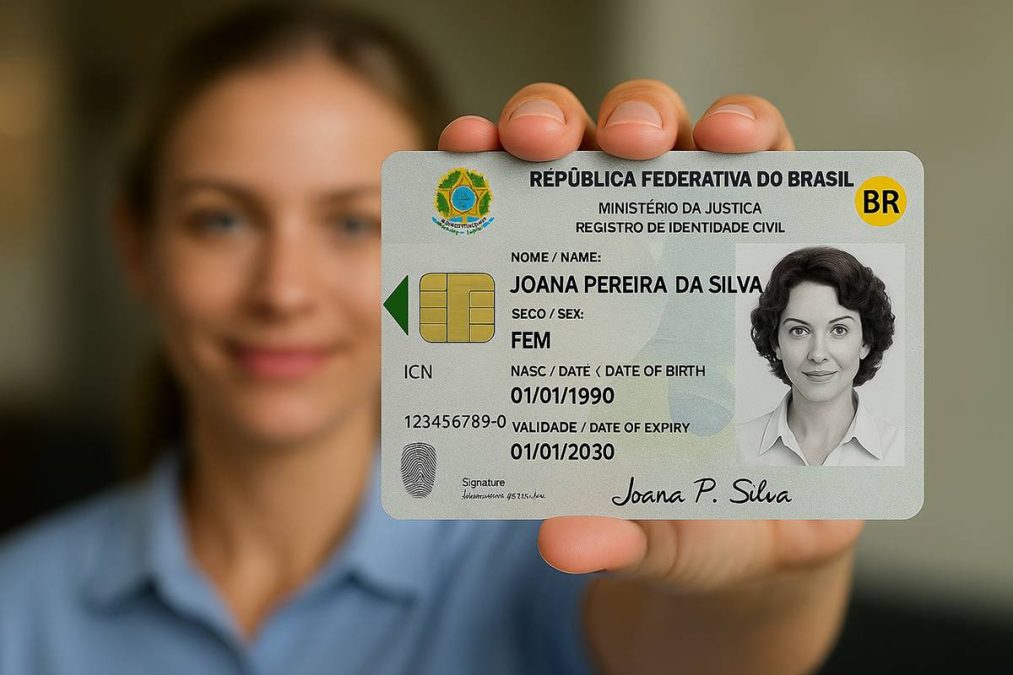 Mulher com novo RG CIN cartão