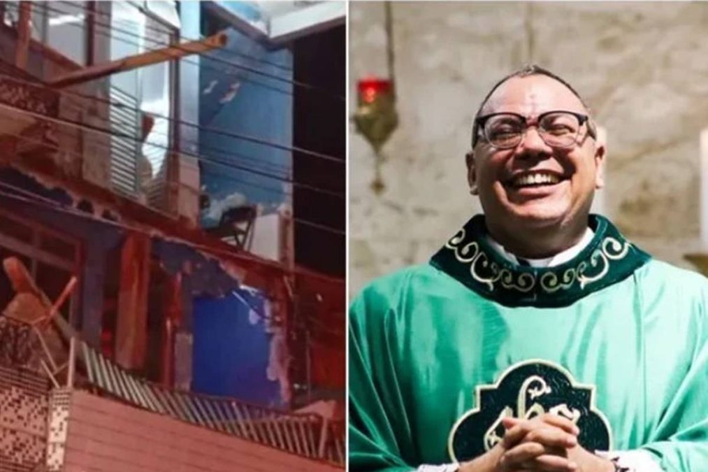 Padre e a lage que desabou