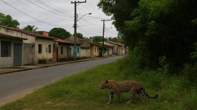 Onça próxima de casa