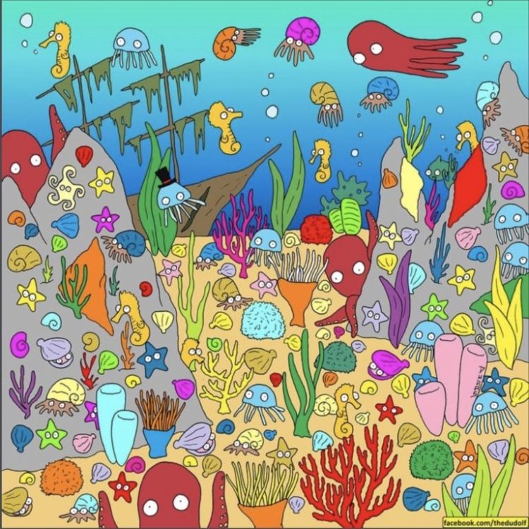 Desafio visual Encontre o único peixe na água