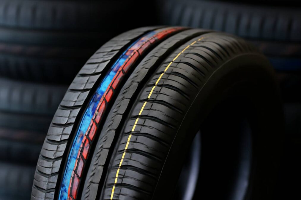 Pneus com lista colorida