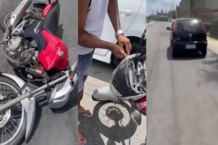 Simões Filho: “Vou te caçar no inferno”, diz mulher após motorista arremessar veículo contra ela – veja vídeo! Confusão em Simões Filho