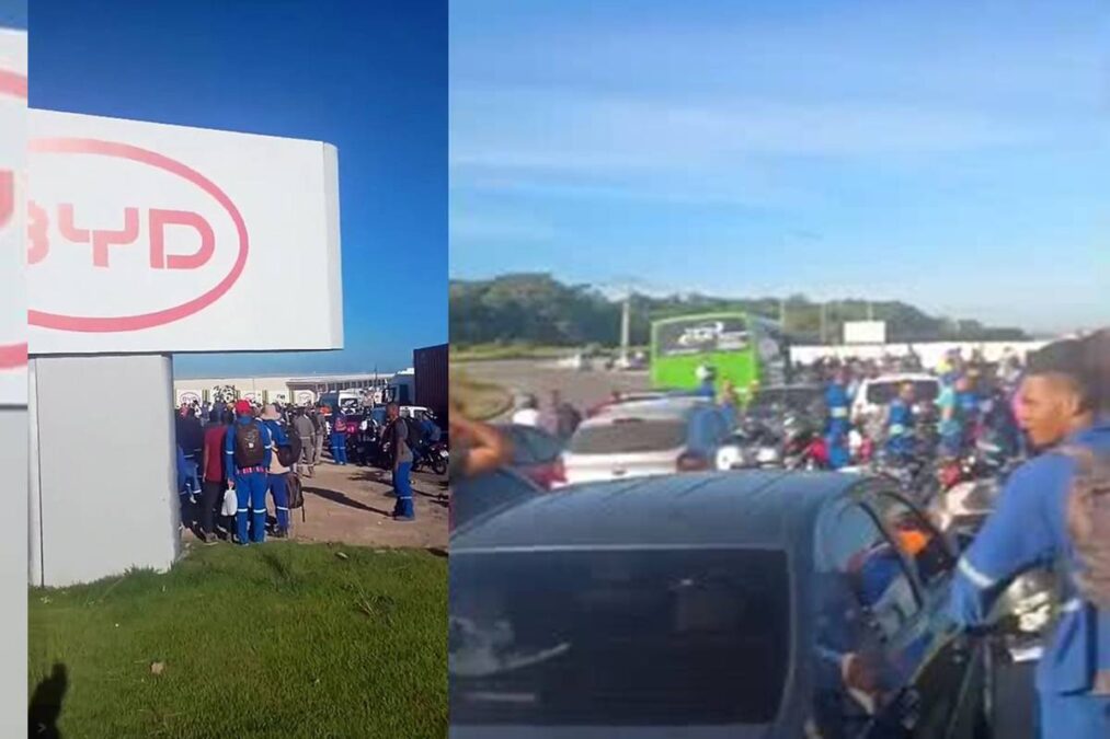 Trabalhadores fazem greve na fábrica da BYD camaçari