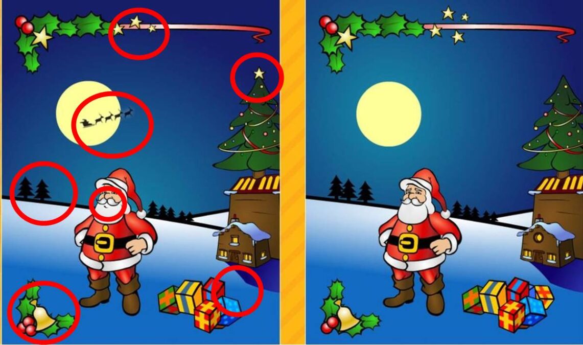 Desafio de natal para encontrar os erros na imagem