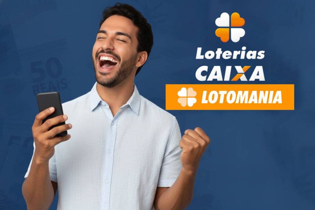 Homem comemorando vítoria na Lotomania