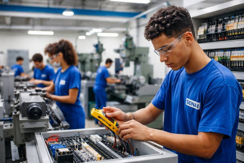 Jovem fazendo cursos no Senai Camaçari
