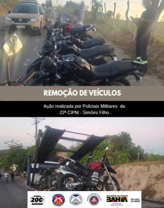 Seis motos usadas em racha são apreendidas em Simões Filho