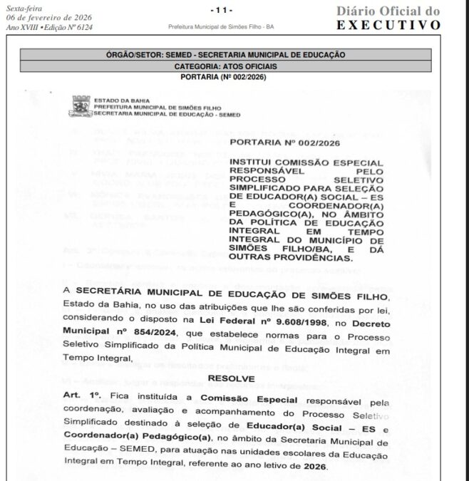 Portaria da Prefeitura de Simões Filho