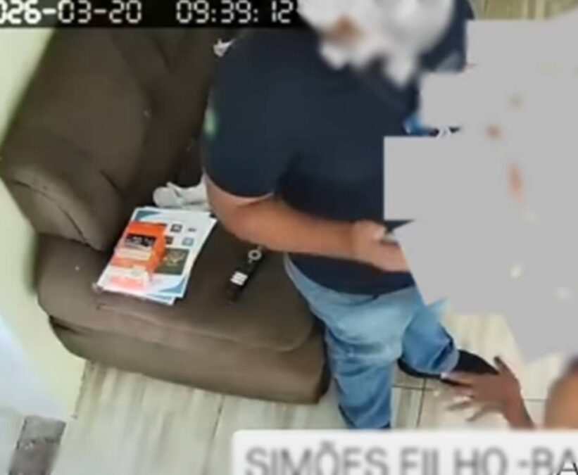 Simões Filho: Homem invade casa e câmera evita tragédia com filha de bombeira Débora