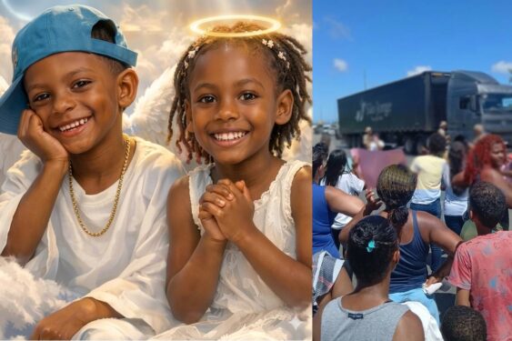 Dor e comoção: irmãos de 4 e 8 anos são sepultados em Simões Filho; amigos e familiares fazem protesto