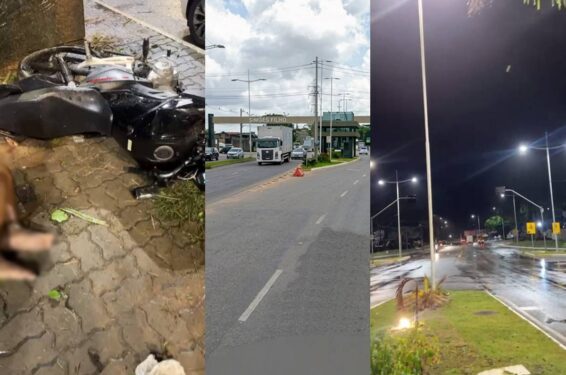 Acidente grave em Simões Filho: moto com dois homens bate com força no portal na entrada da cidade