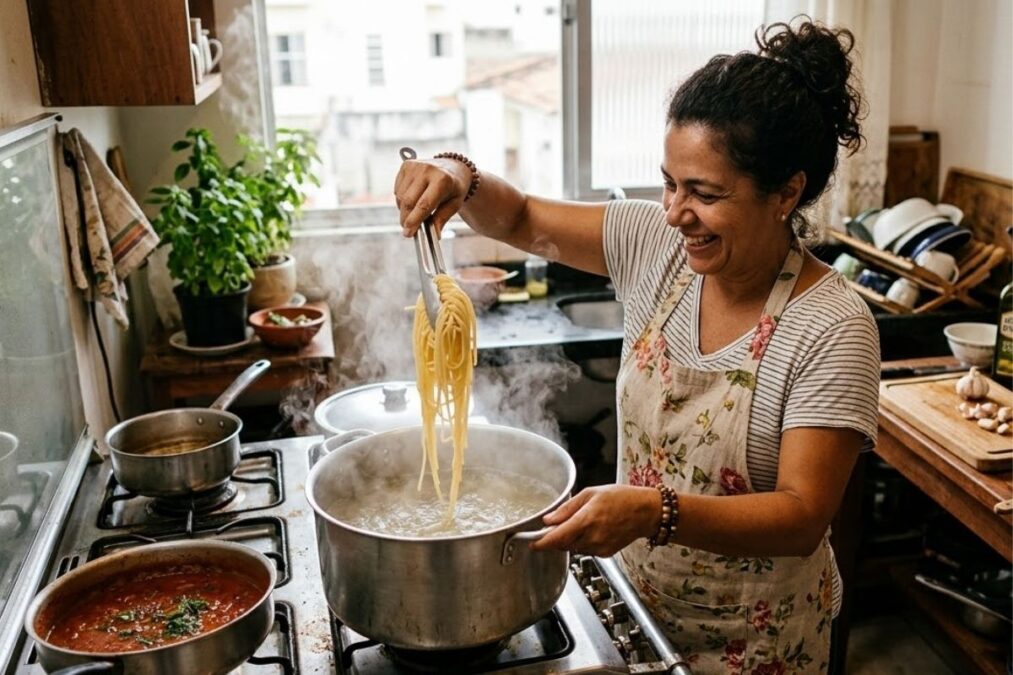 cozinhar macarrão corretamente