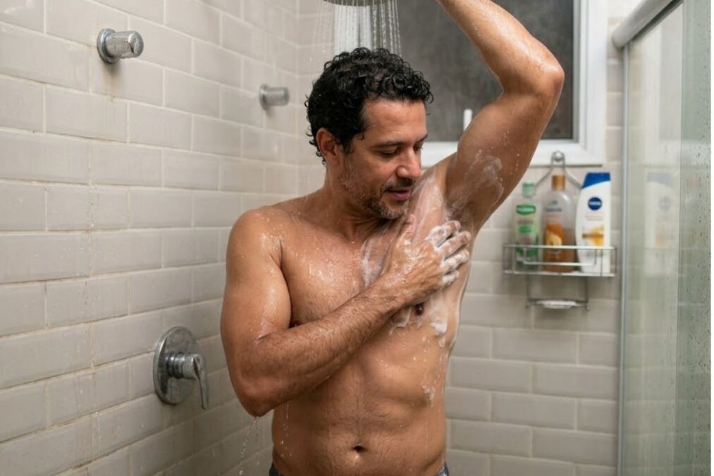 lavar corpo no banho