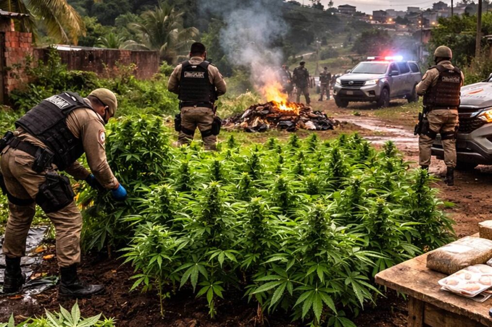 PM encontra plantação de maconha em bairro de Simões Filho