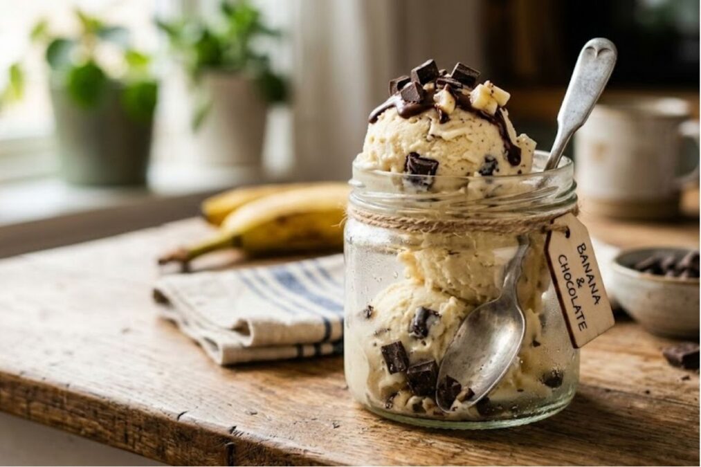 sorvete de banana e cacau