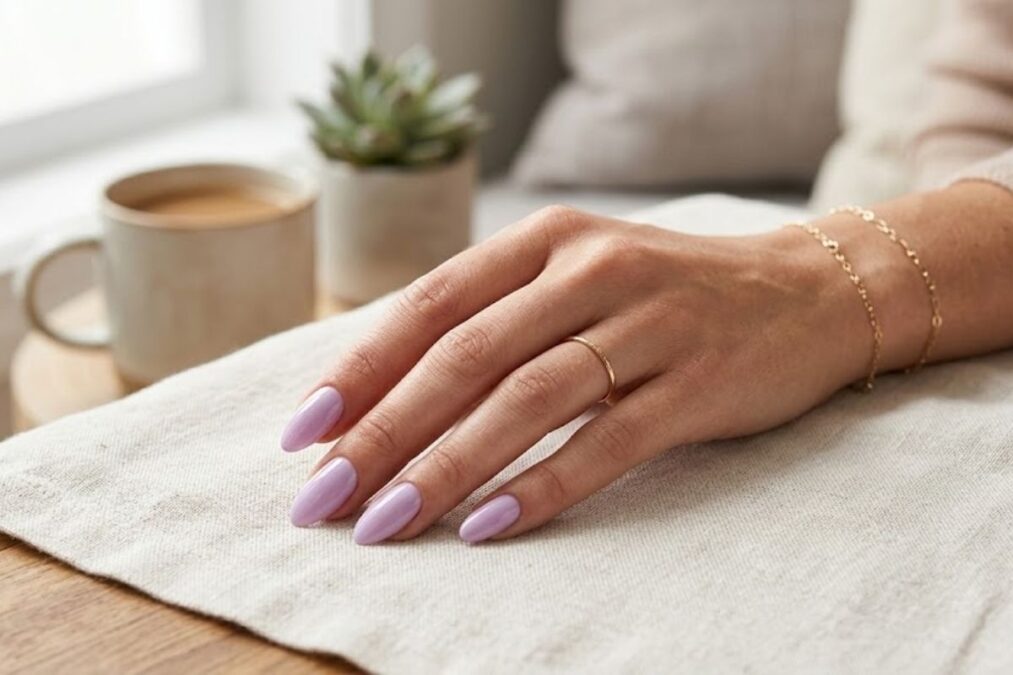 unha lilas suave