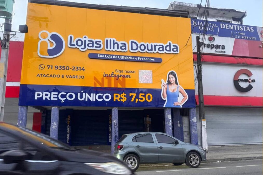 Lojas Ilha Dourada que vende tudo por R$ 7 marca data de inauguração em Simões Filho com 100 brindes